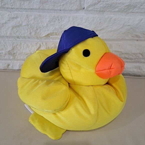 Yellow Moshi Plush Duck Toy With Blue Hat Beanbag Microbead Stuffed Animal - Picture 3 of 12